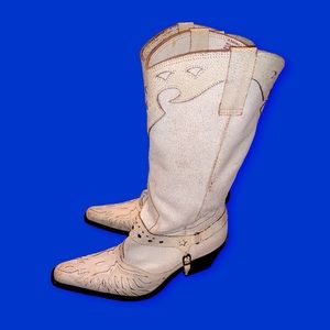 Distressed Padroned Nine West Cowgirl Boots